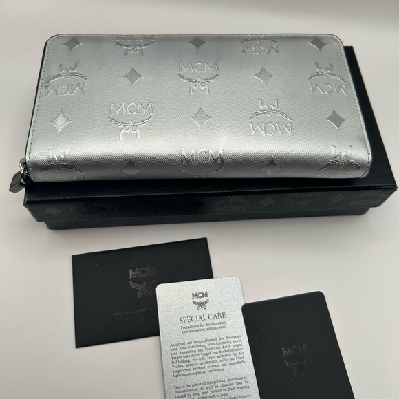 MCM Handbags - MCM Metallic Silver Logo Wallet